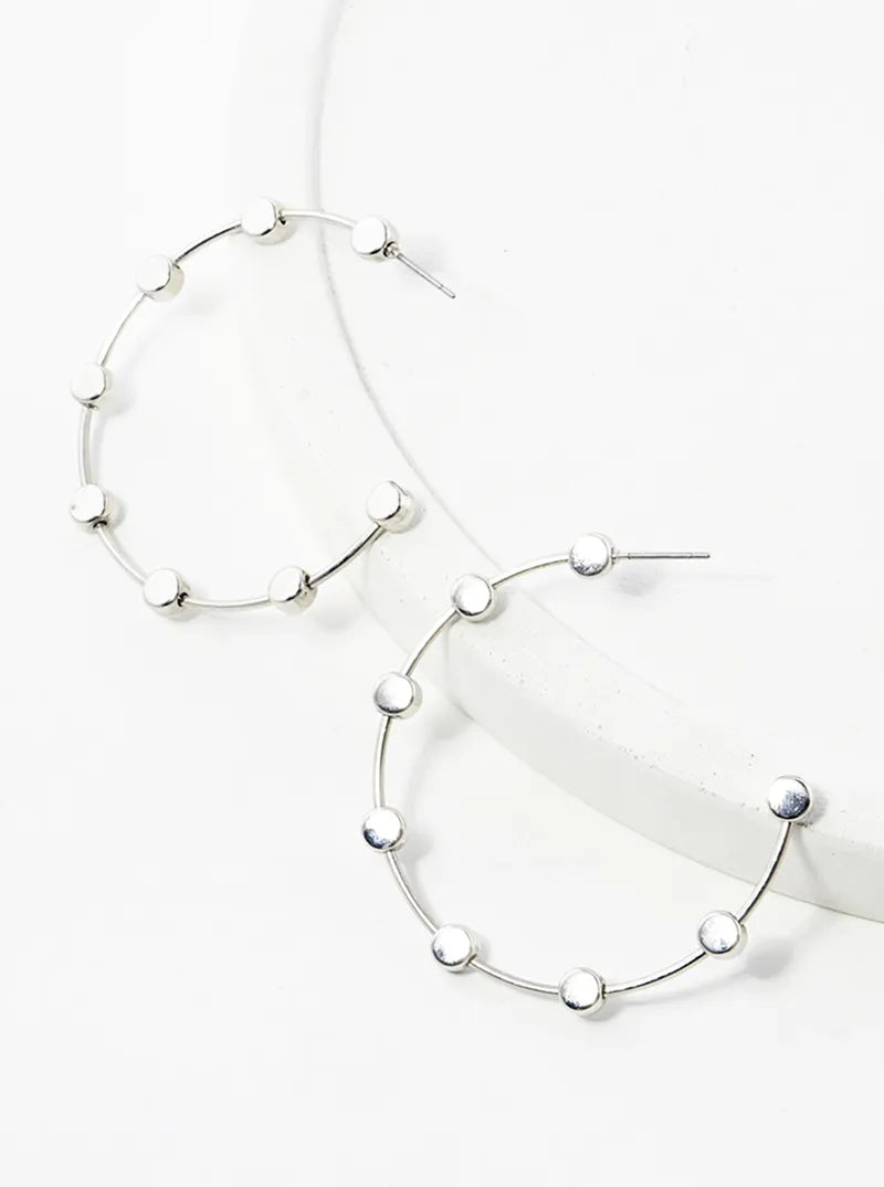 45mm Metallic Round Bead Satellite Open Hoop Earrings