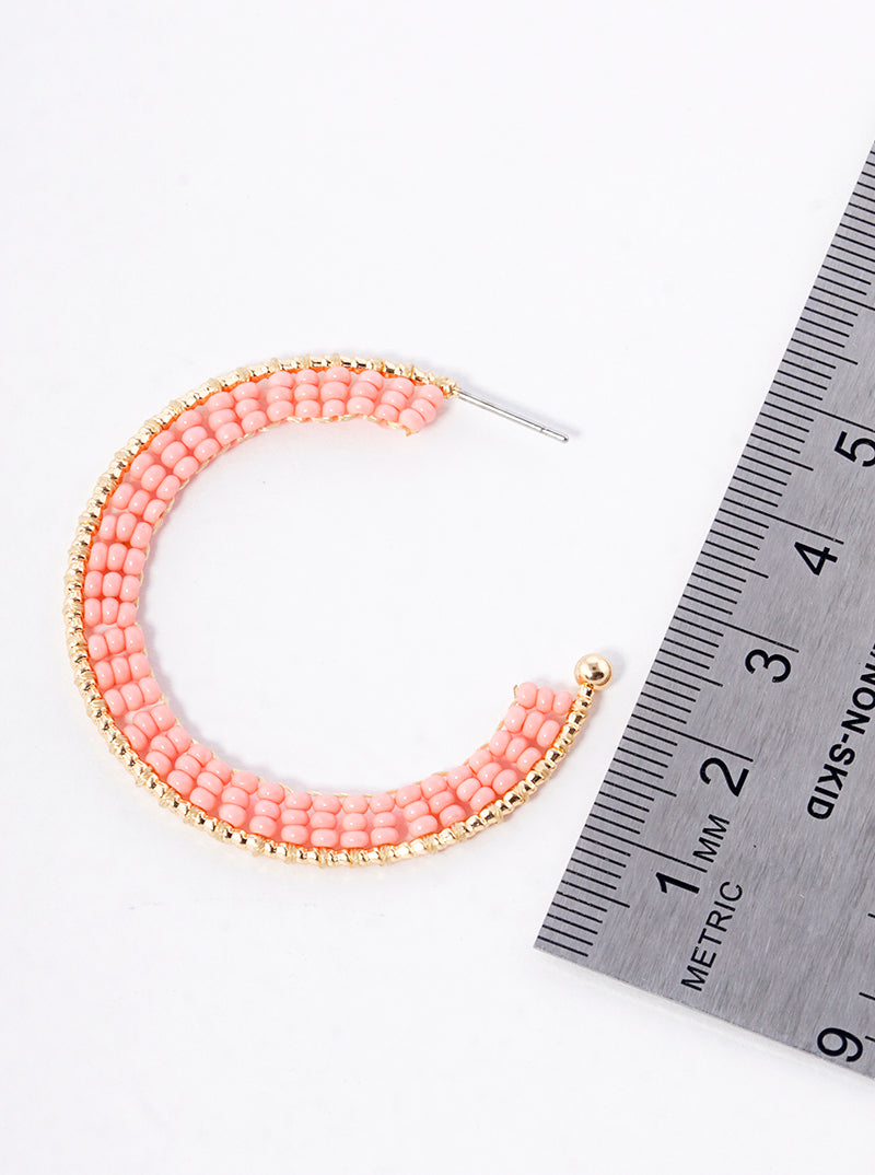 45mm Seed Beaded Open Hoop Earrings
