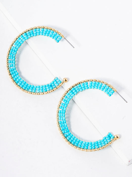 45mm Seed Beaded Open Hoop Earrings