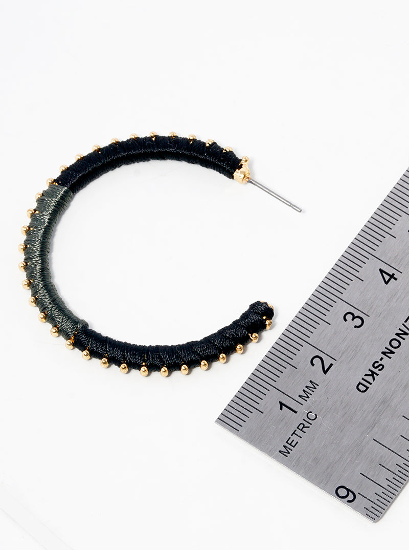 45mm Two-tone Thread Wrapped Open Hoop Earrings
