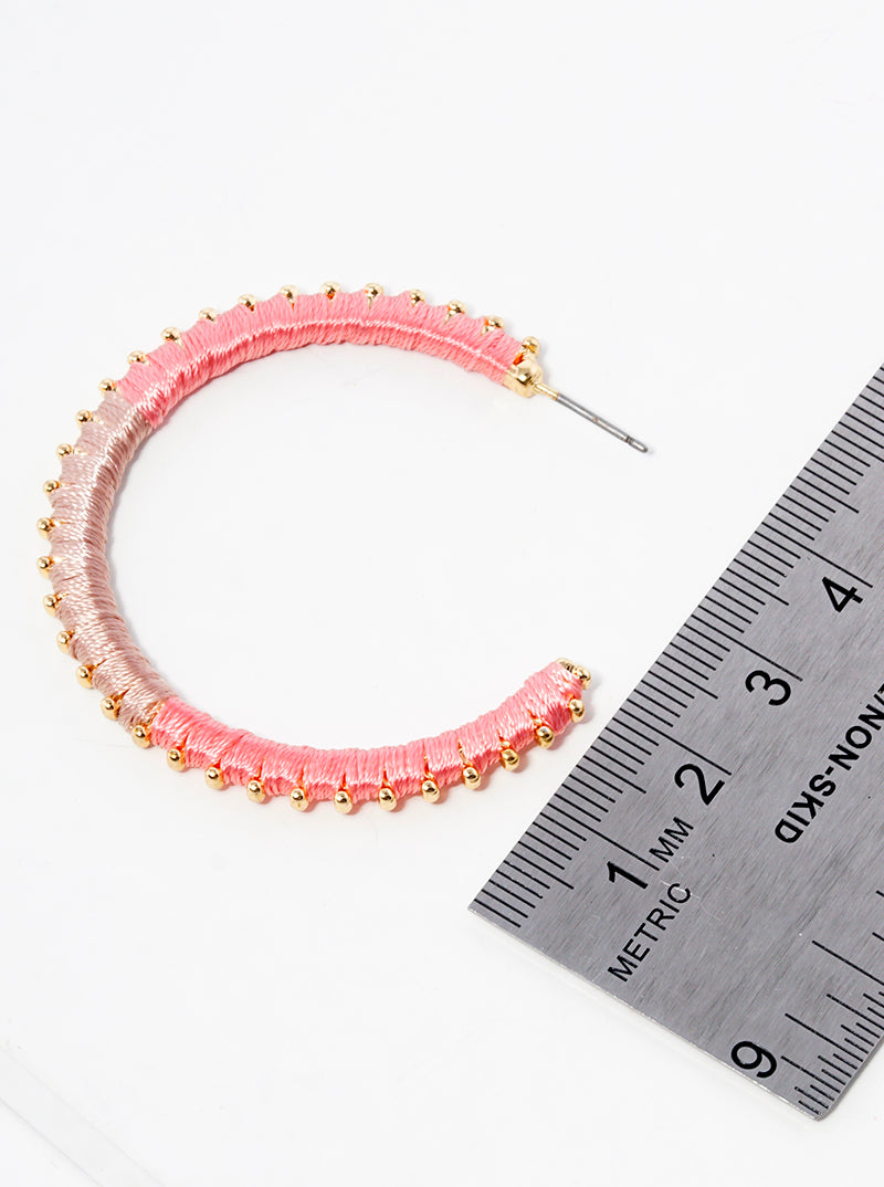 45mm Two-tone Thread Wrapped Open Hoop Earrings