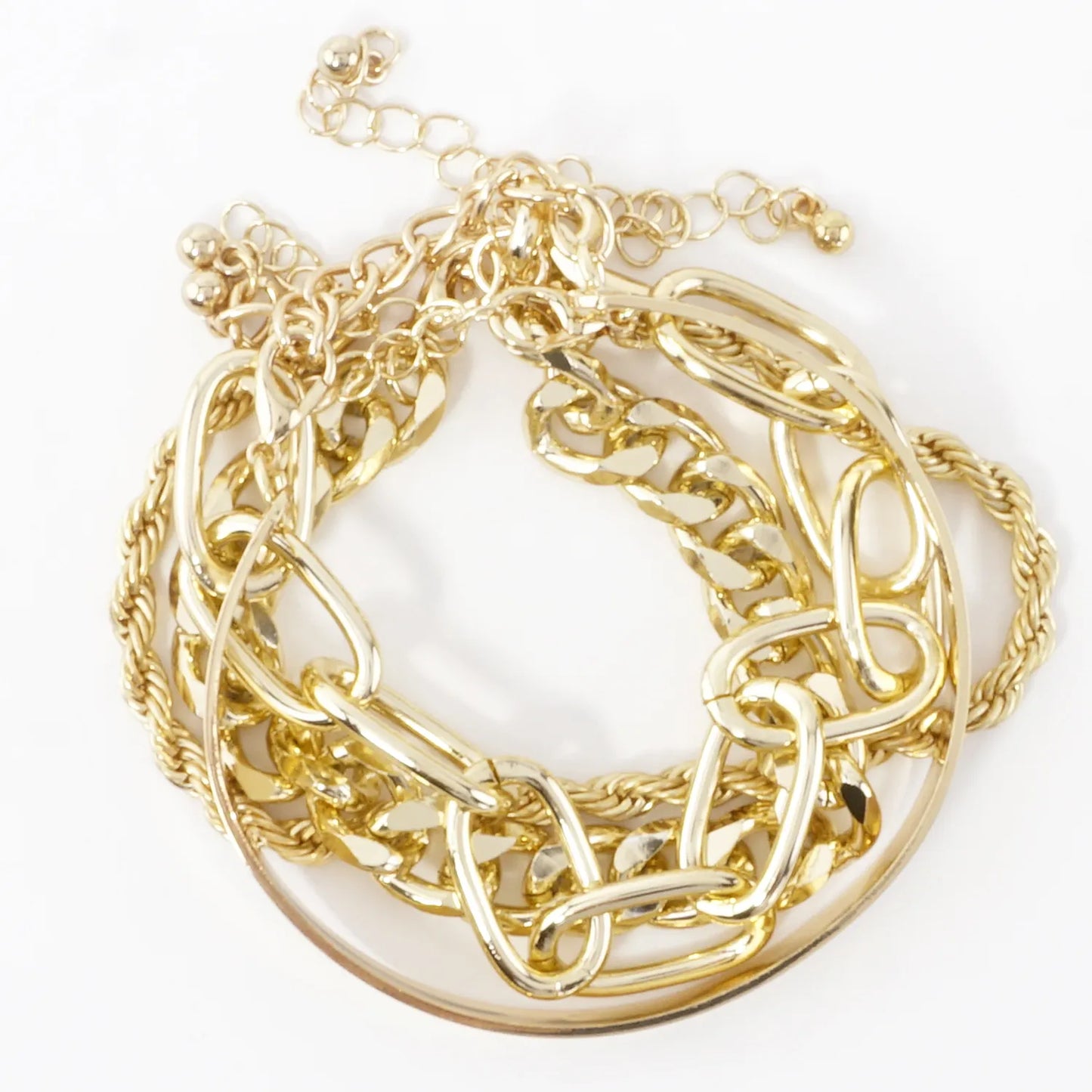 4PC Set Metal Chain Cuff Bracelets Set