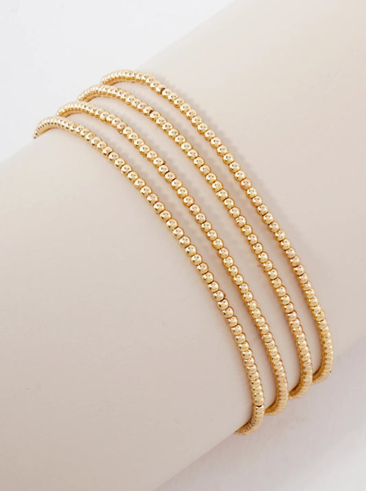 4PC-Set Skinny Metallic Beads Stackable Stretch Bracelets