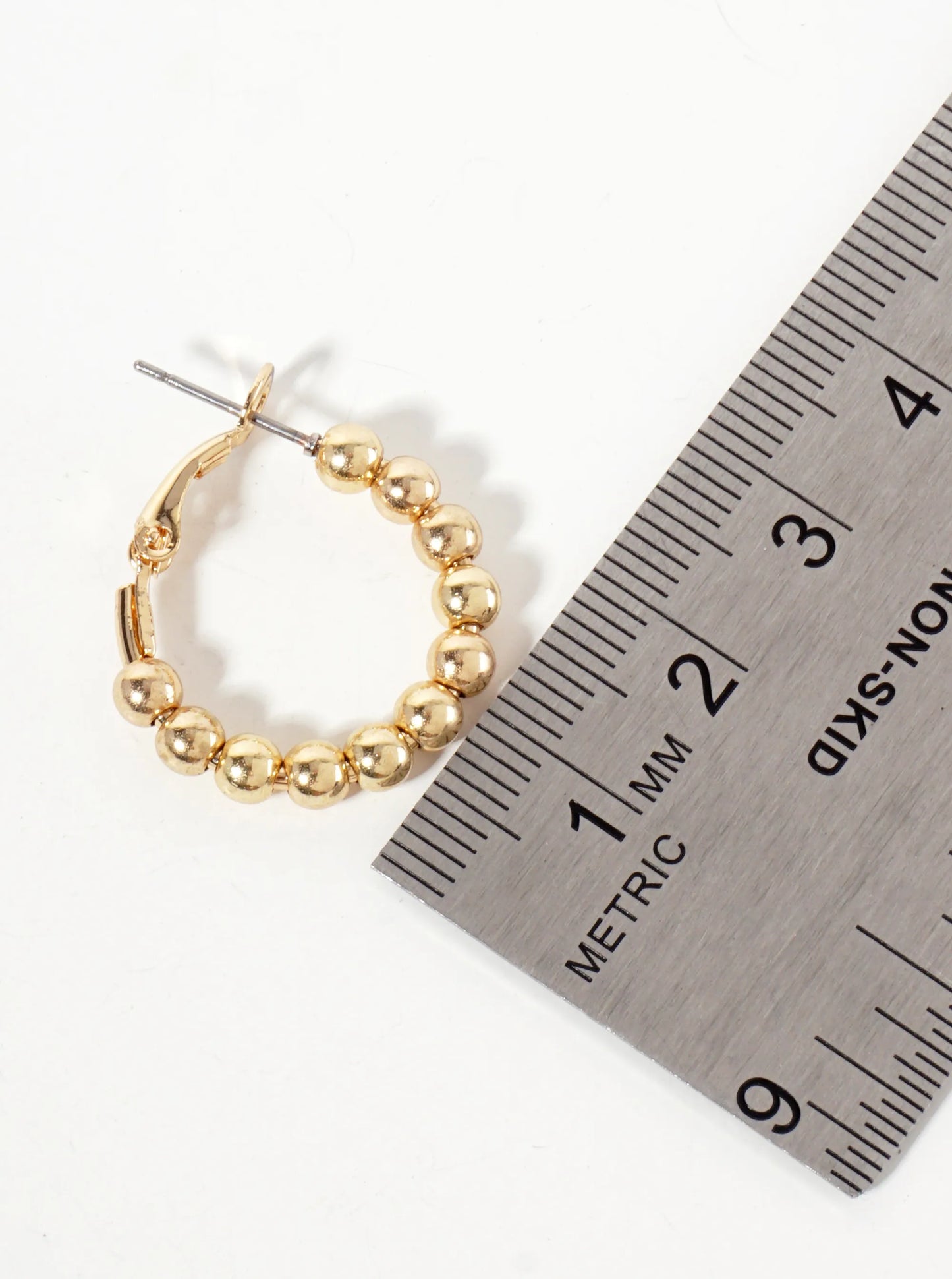 4mm Ball-Bead 20mm Latch-Back Hoop Earrings