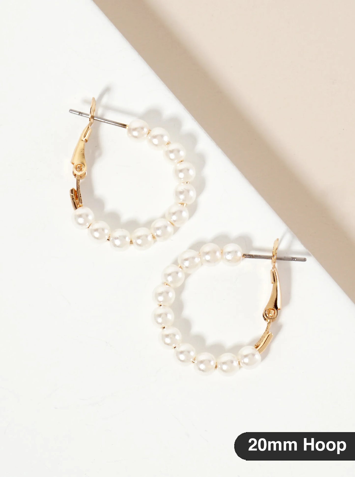 4mm Ball-Bead 20mm Latch-Back Hoop Earrings