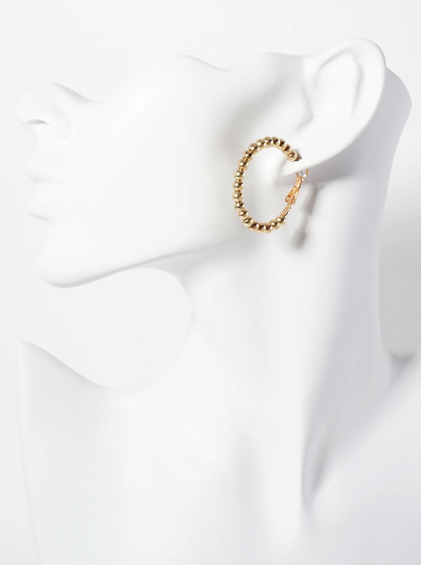 4mm Ball-Bead 30mm Latch-Back Hoop Earrings