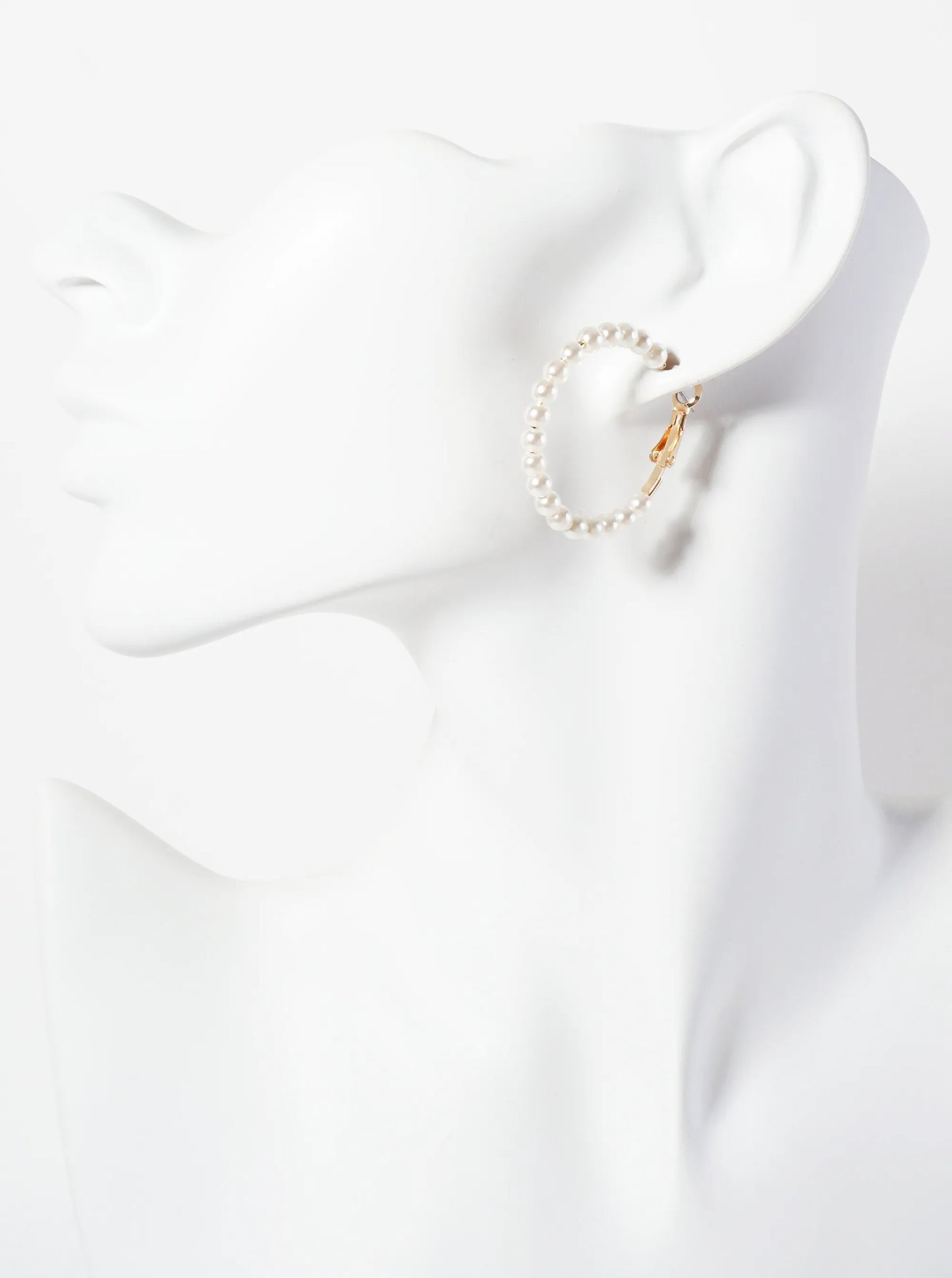 4mm Ball-Bead 30mm Latch-Back Hoop Earrings