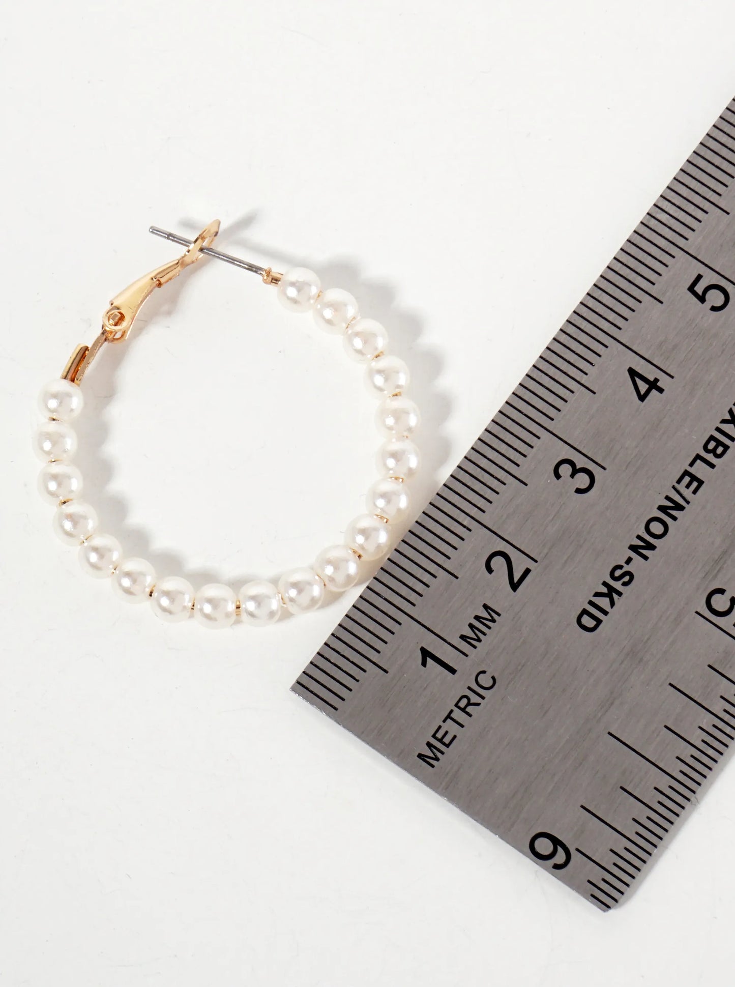 4mm Ball-Bead 30mm Latch-Back Hoop Earrings