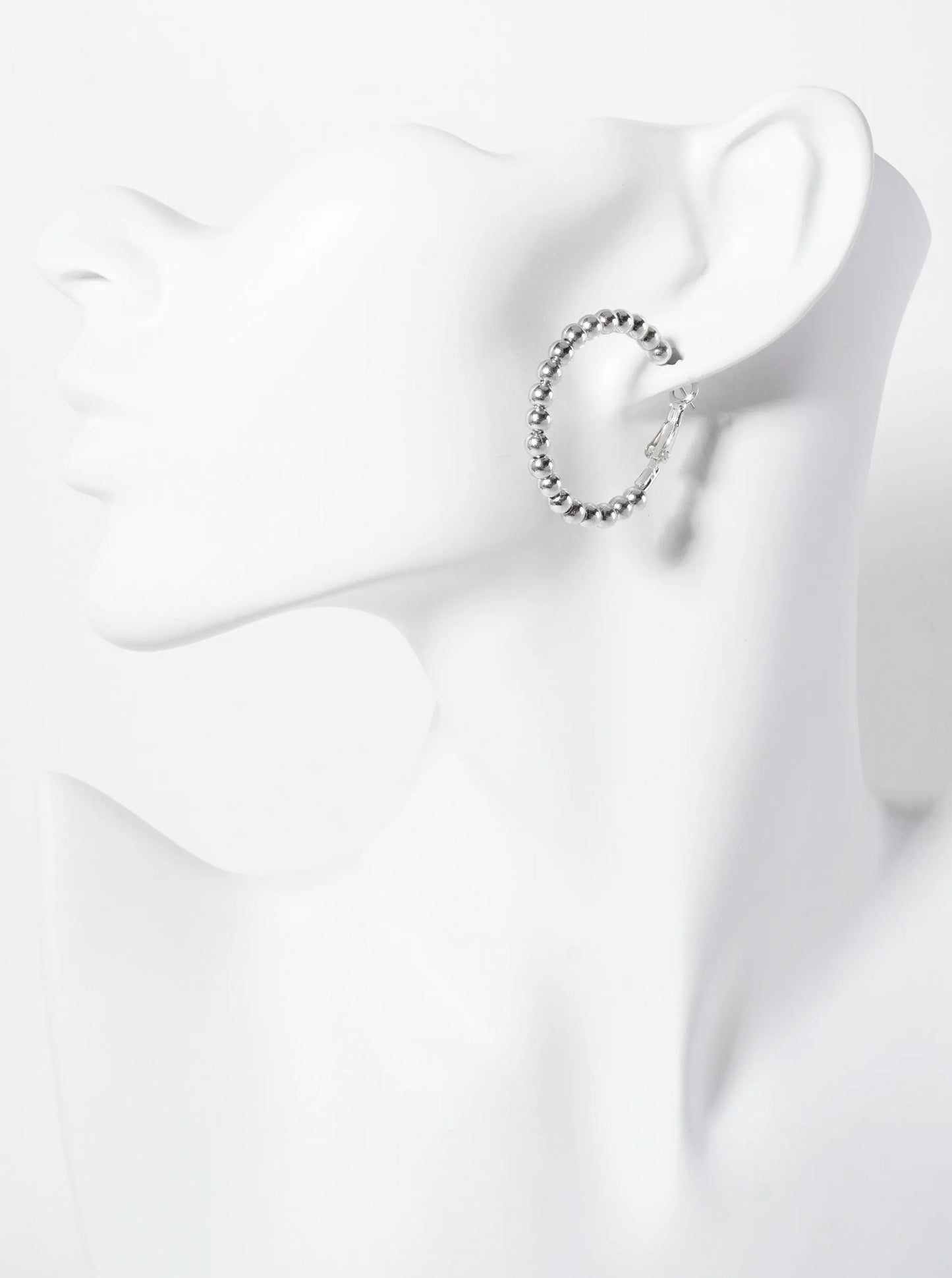 4mm Ball-Bead 30mm Latch-Back Hoop Earrings