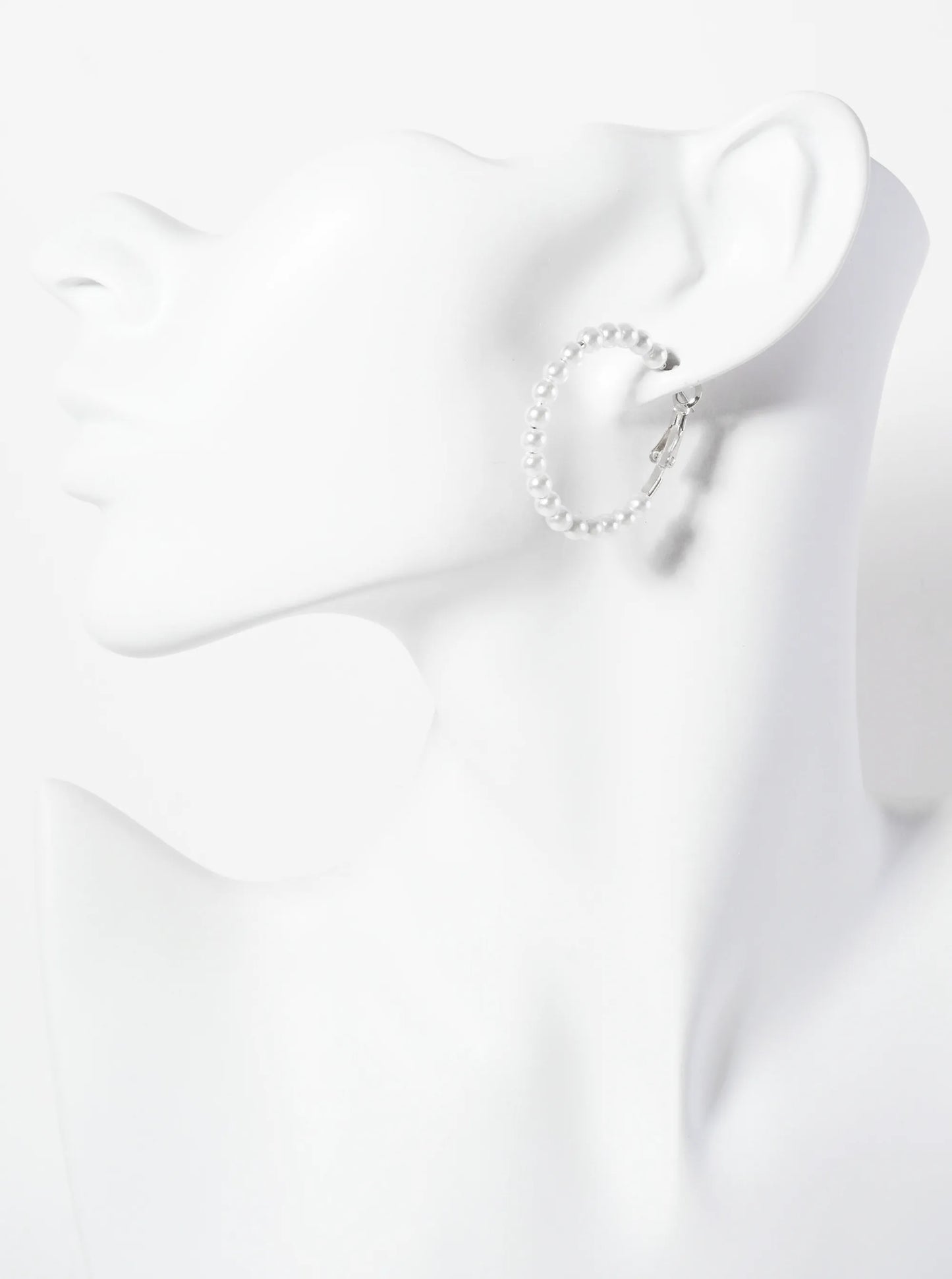 4mm Ball-Bead 30mm Latch-Back Hoop Earrings