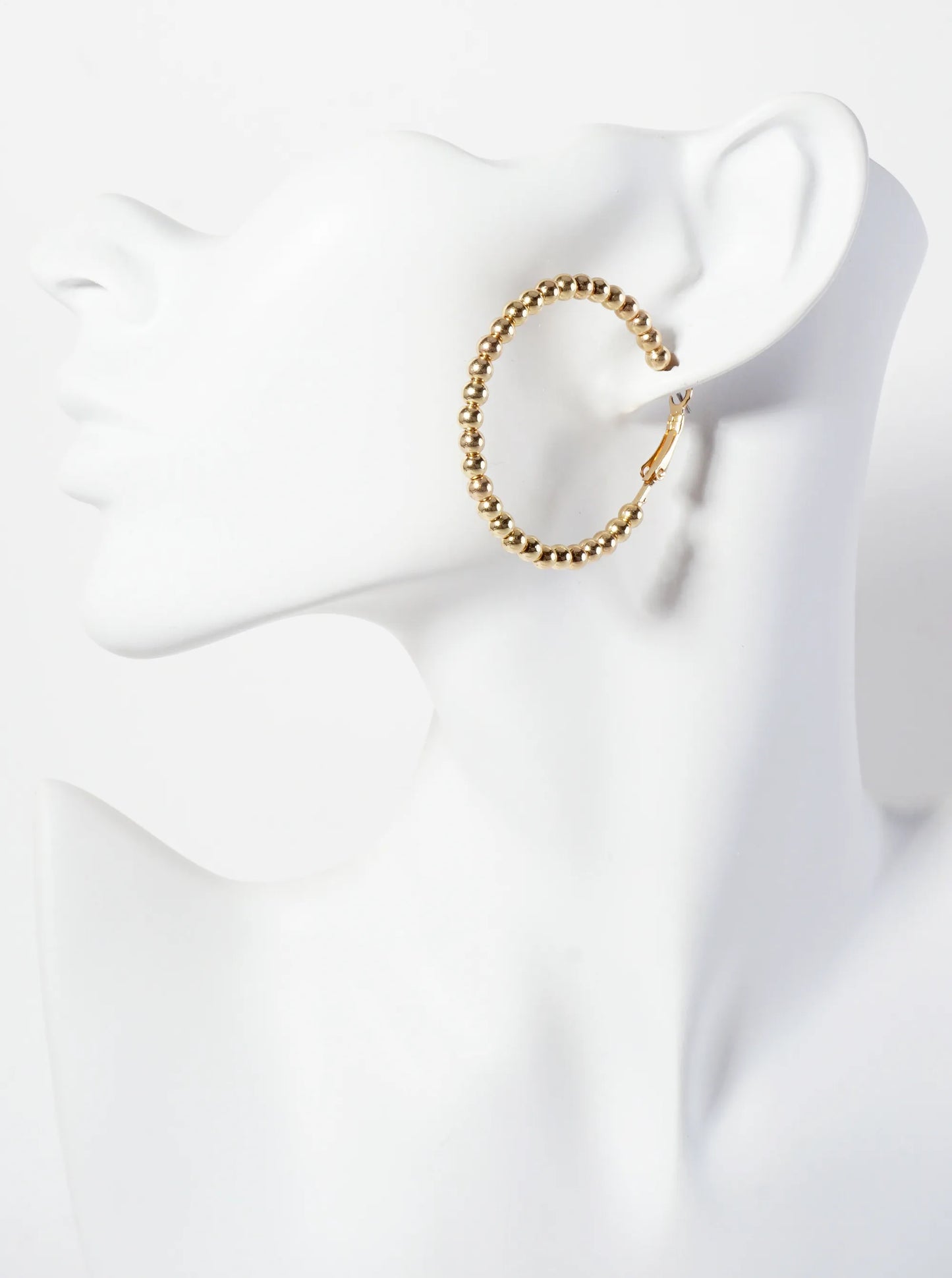 4mm Ball-Bead 40mm Latch-Back Hoop Earrings