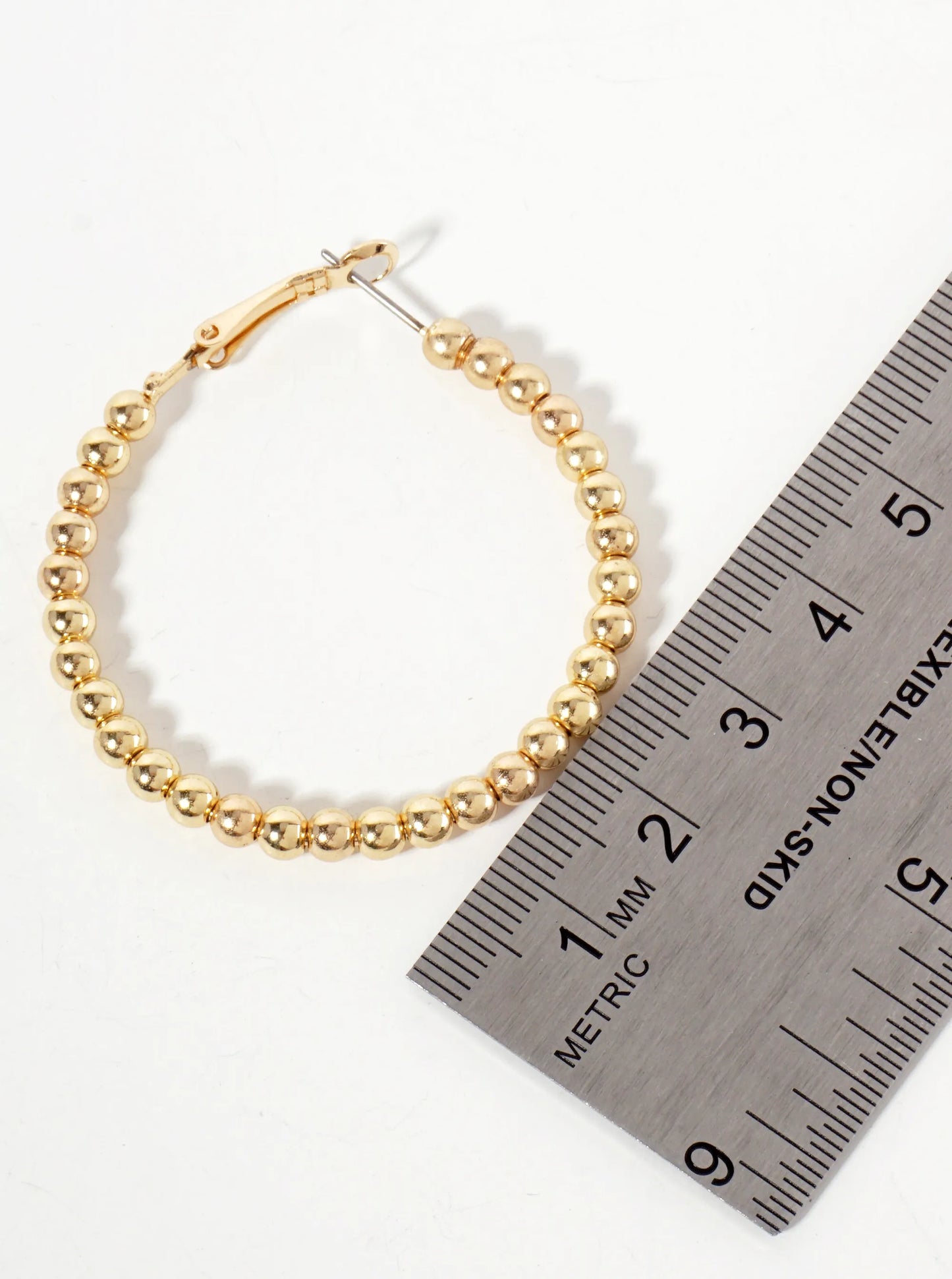 4mm Ball-Bead 40mm Latch-Back Hoop Earrings