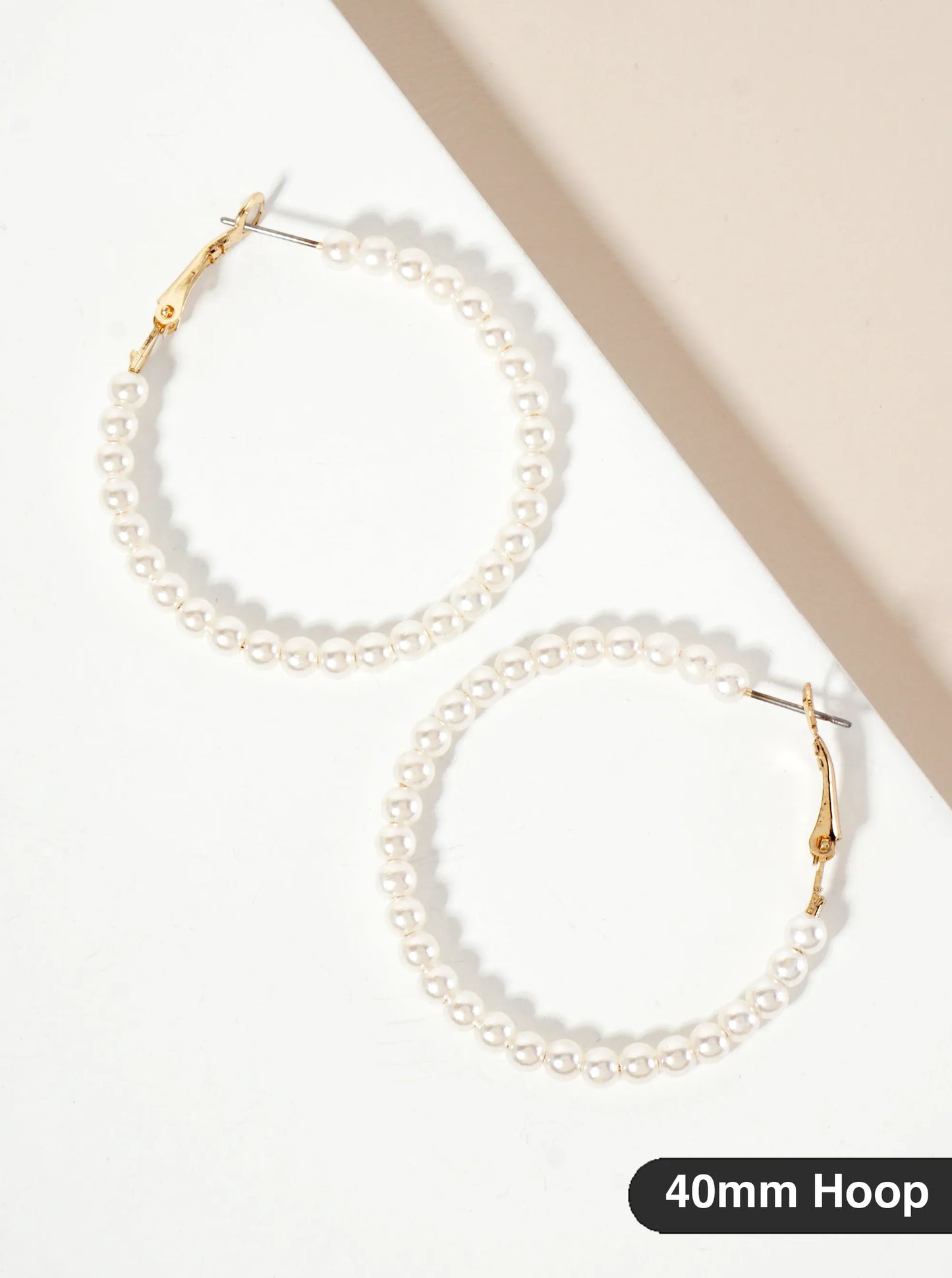 4mm Ball-Bead 40mm Latch-Back Hoop Earrings