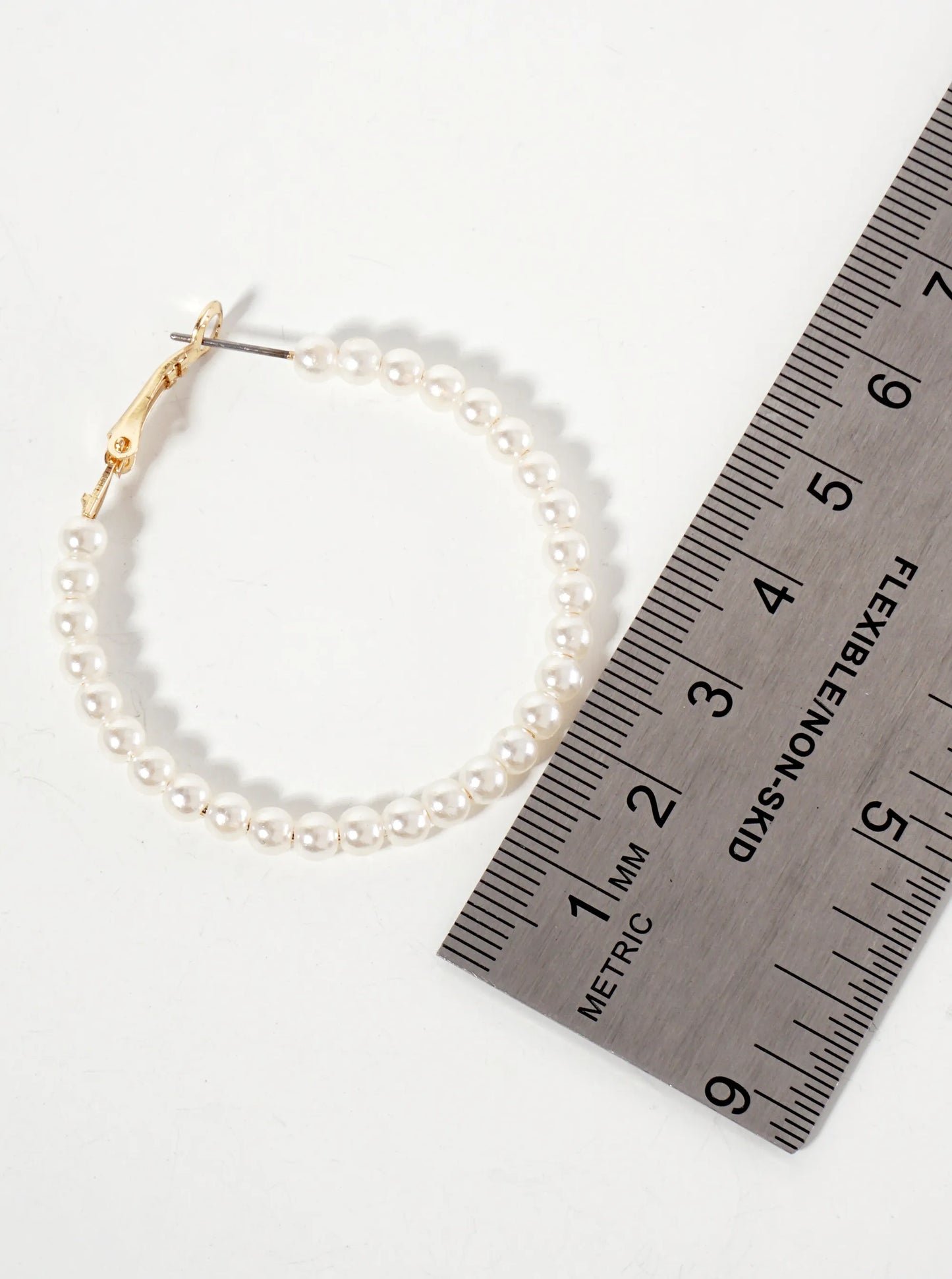 4mm Ball-Bead 40mm Latch-Back Hoop Earrings