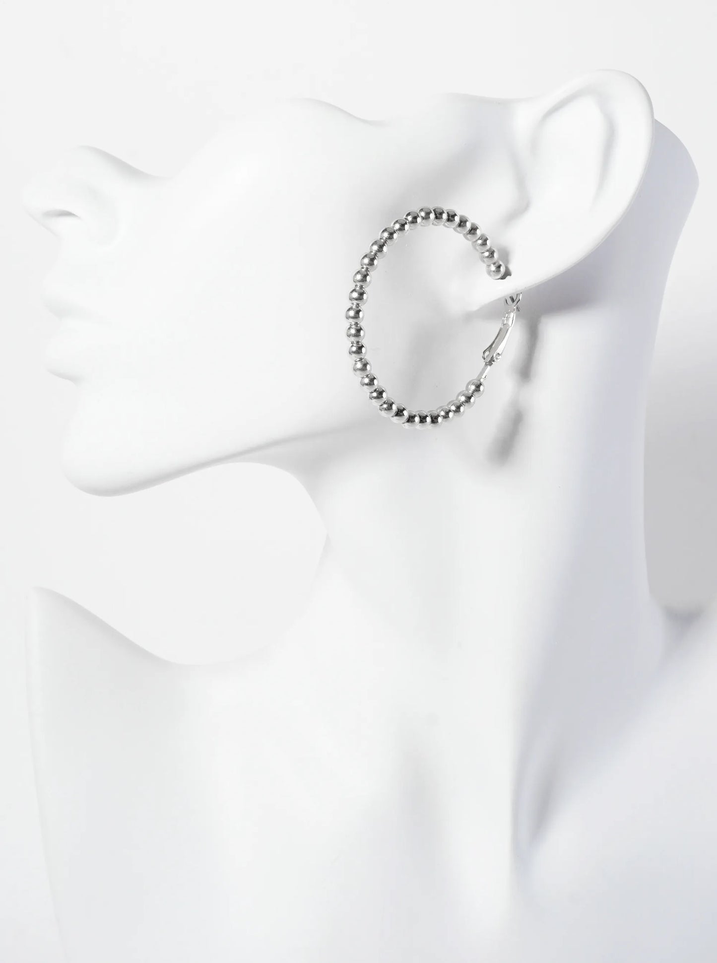 4mm Ball-Bead 40mm Latch-Back Hoop Earrings