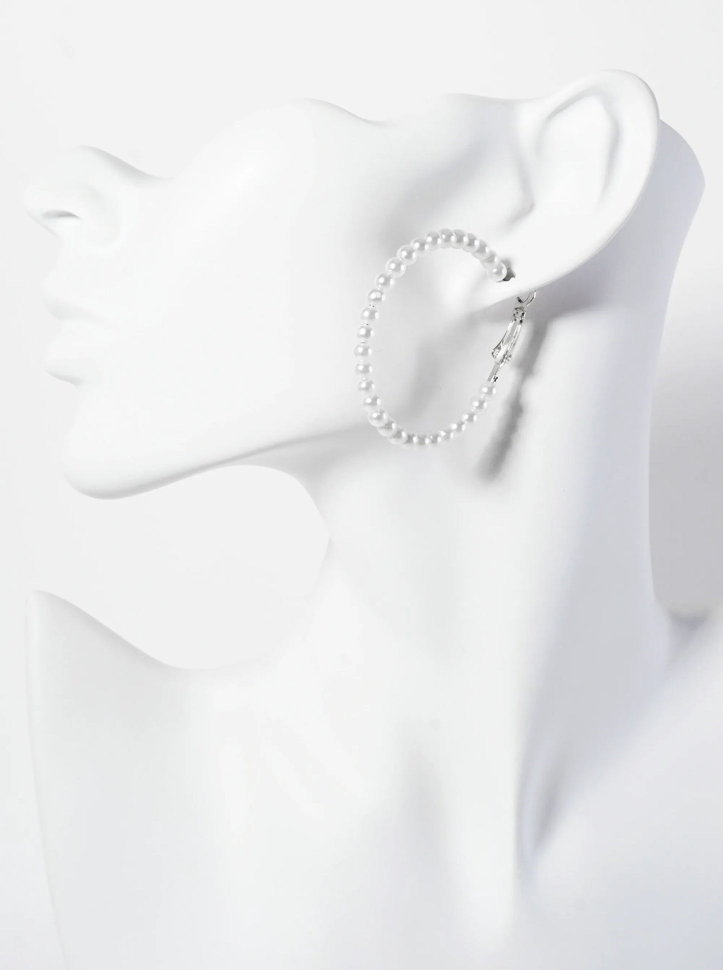 4mm Ball-Bead 40mm Latch-Back Hoop Earrings