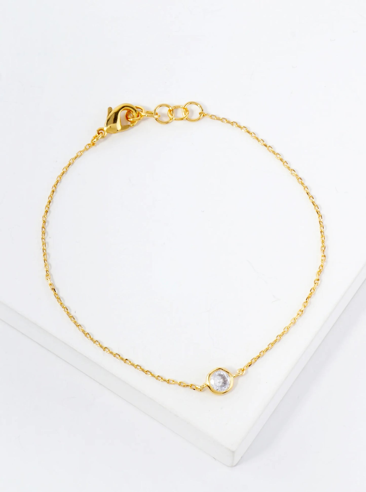 4mm CZ-Stone 18K-Gold-Dipped Chain Bracelet