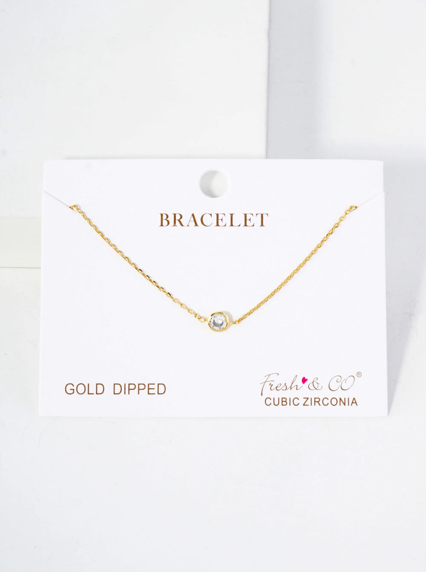 4mm CZ-Stone 18K-Gold-Dipped Chain Bracelet