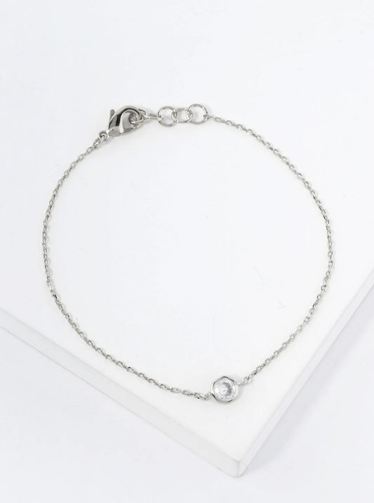 4mm CZ-Stone 18K-Gold-Dipped Chain Bracelet