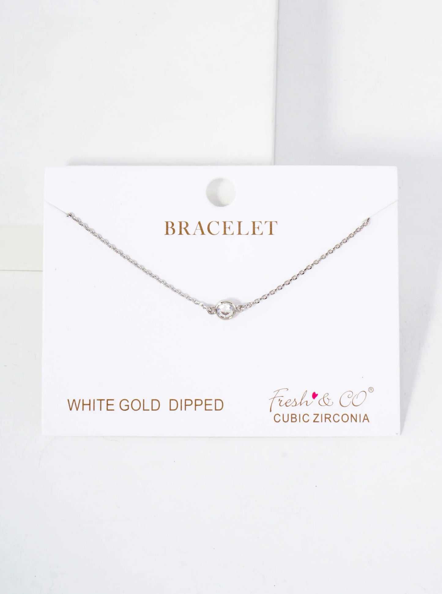 4mm CZ-Stone 18K-Gold-Dipped Chain Bracelet