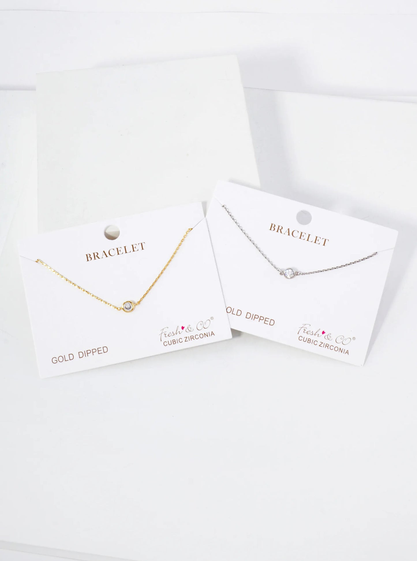 4mm CZ-Stone 18K-Gold-Dipped Chain Bracelet