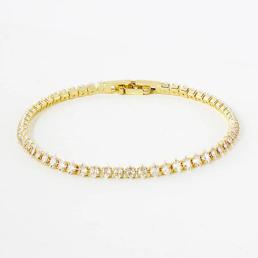 4mm Diamond Shape Cubic-Zirconia 7-Inch Brass Tennis Bracelet
