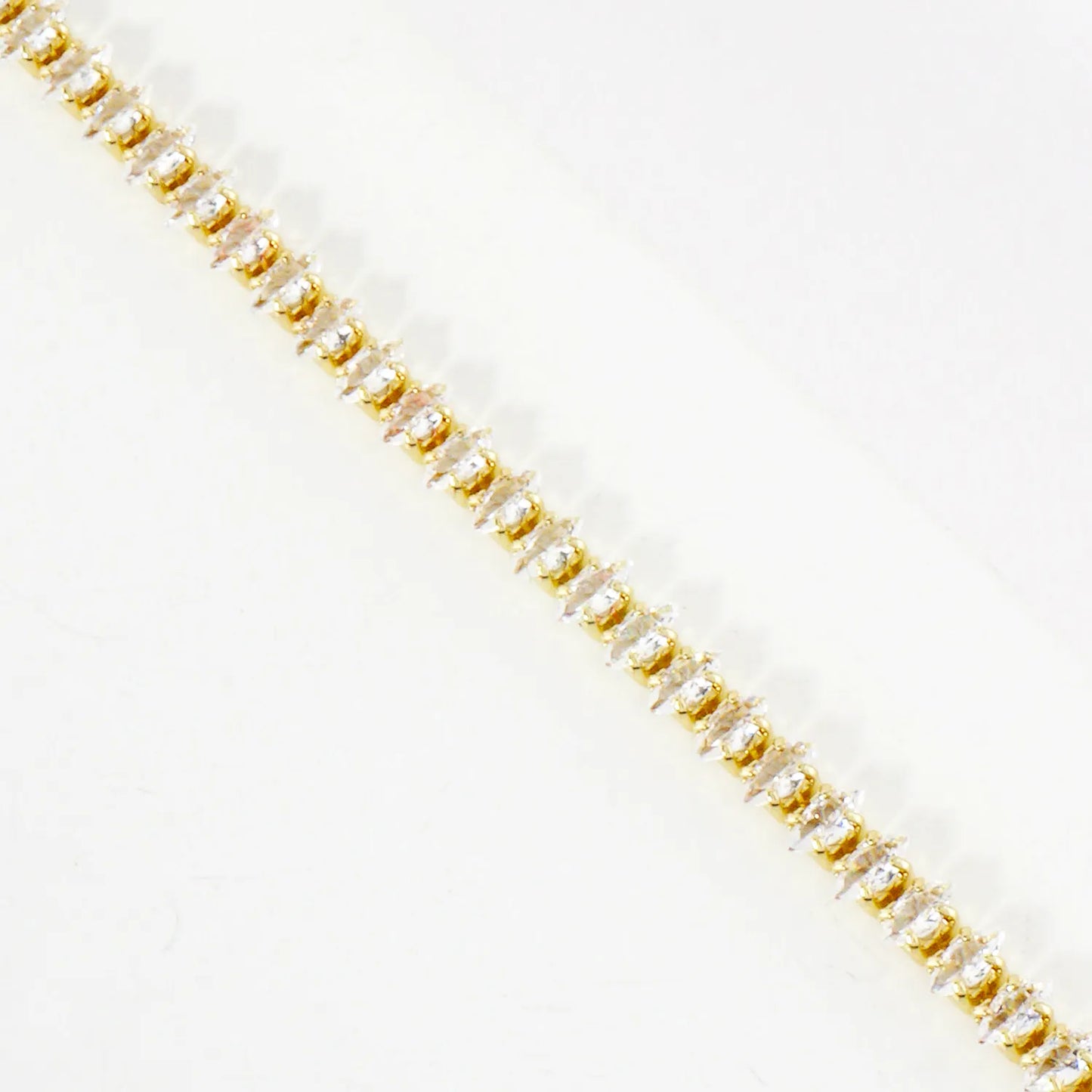4mm Diamond Shape Cubic-Zirconia 7-Inch Brass Tennis Bracelet