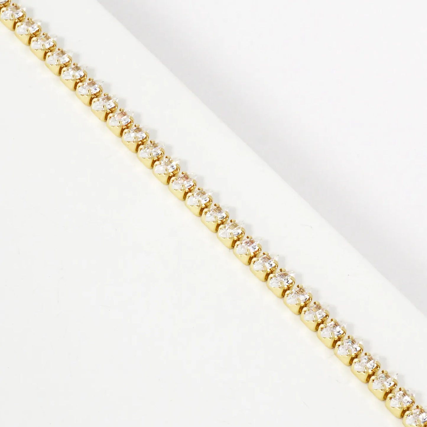 4mm Diamond Shape Cubic-Zirconia 7-Inch Brass Tennis Bracelet