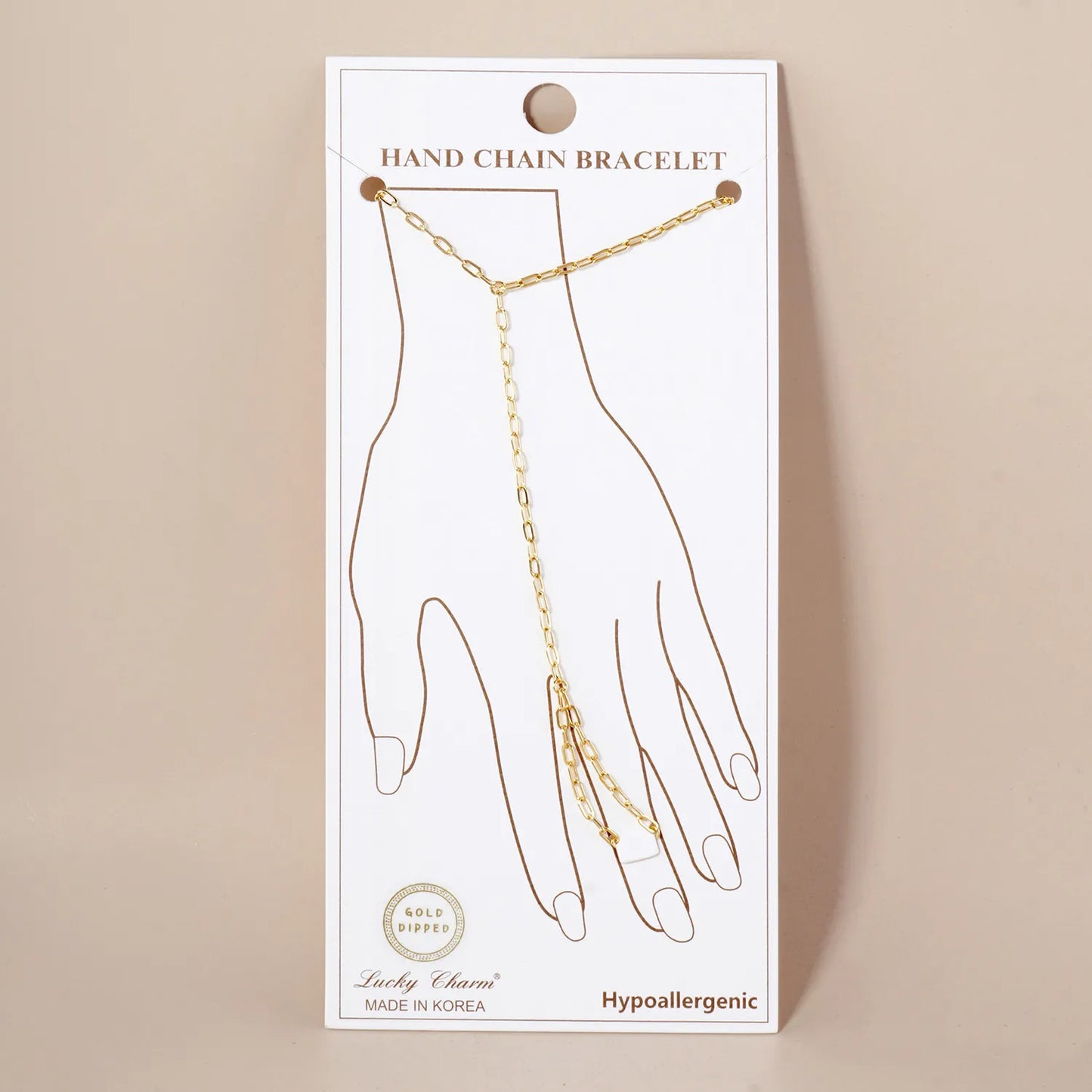 4mm Link-Chain 18K-Gold-Dipped Brass Hand-Chain Bracelet