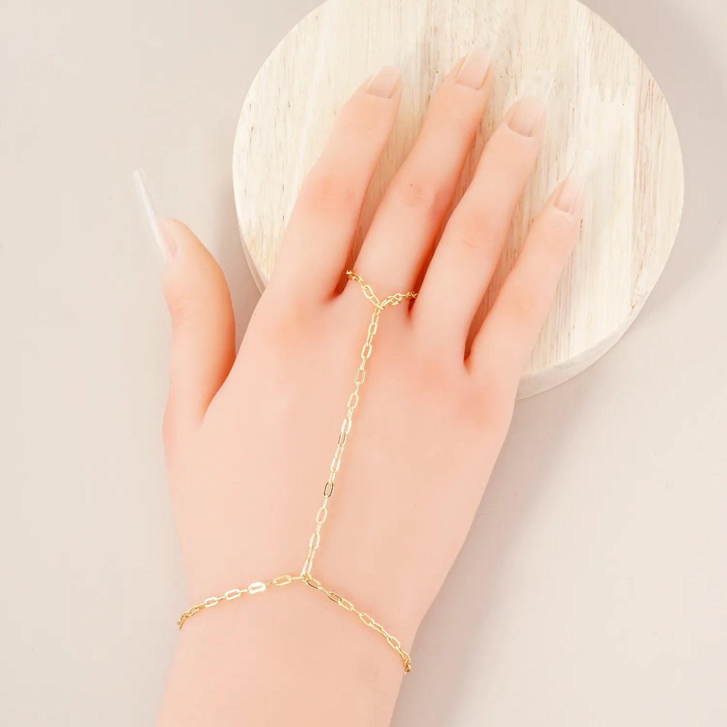 4mm Link-Chain 18K-Gold-Dipped Brass Hand-Chain Bracelet