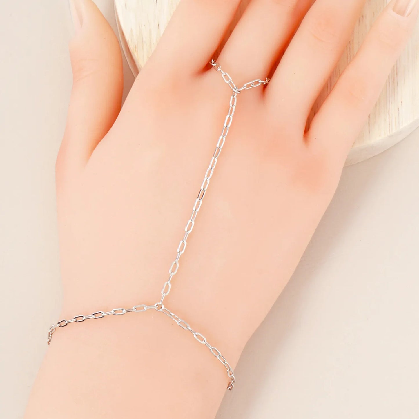 4mm Link-Chain 18K-Gold-Dipped Brass Hand-Chain Bracelet
