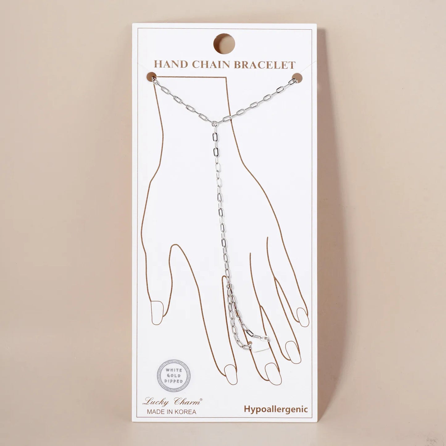 4mm Link-Chain 18K-Gold-Dipped Brass Hand-Chain Bracelet