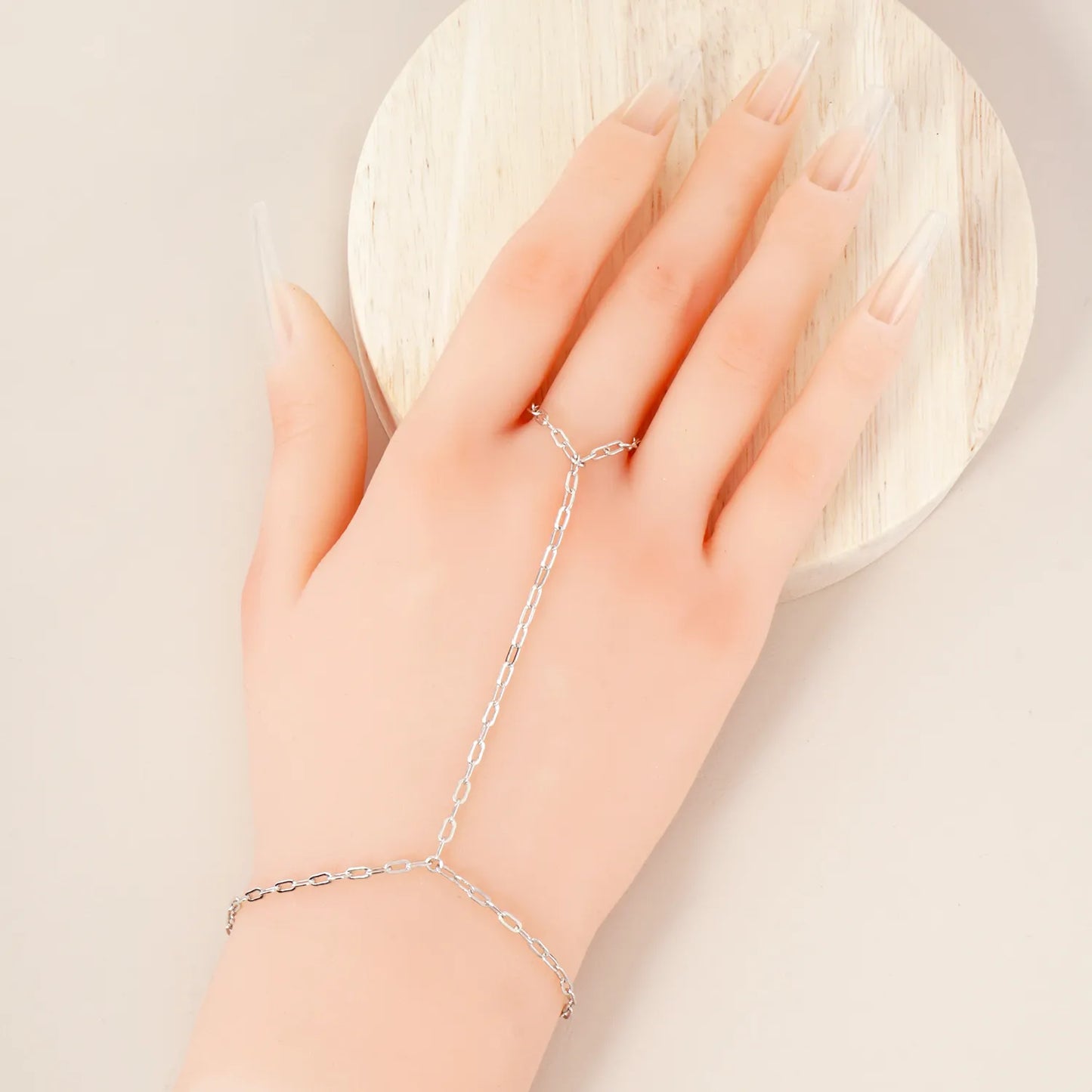 4mm Link-Chain 18K-Gold-Dipped Brass Hand-Chain Bracelet