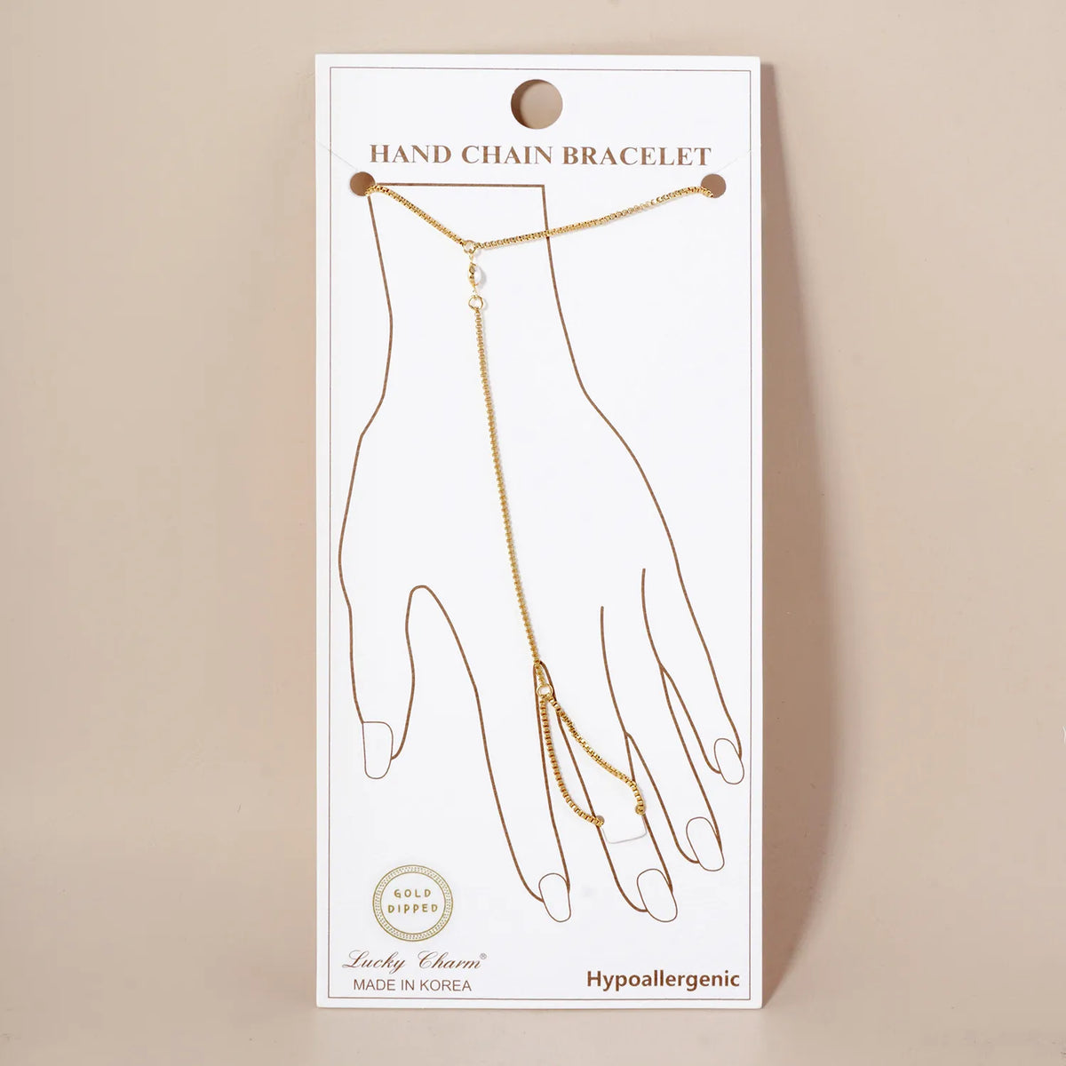4mm Pearl Accent 1mm 18K-Gold-Dipped Square Box Hand-Chain Braceclet