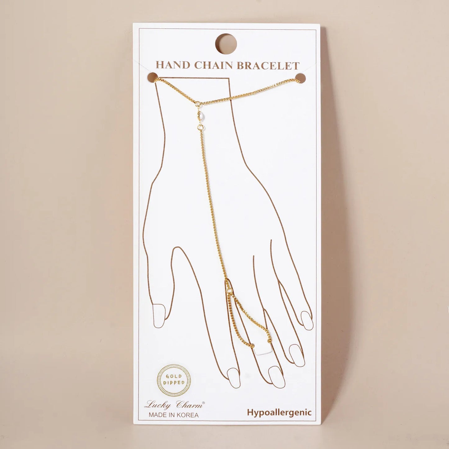 4mm Pearl Accent 1mm 18K-Gold-Dipped Square Box Hand-Chain Braceclet