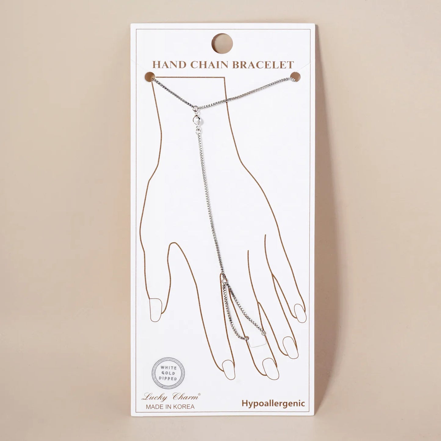 4mm Pearl Accent 1mm 18K-Gold-Dipped Square Box Hand-Chain Braceclet