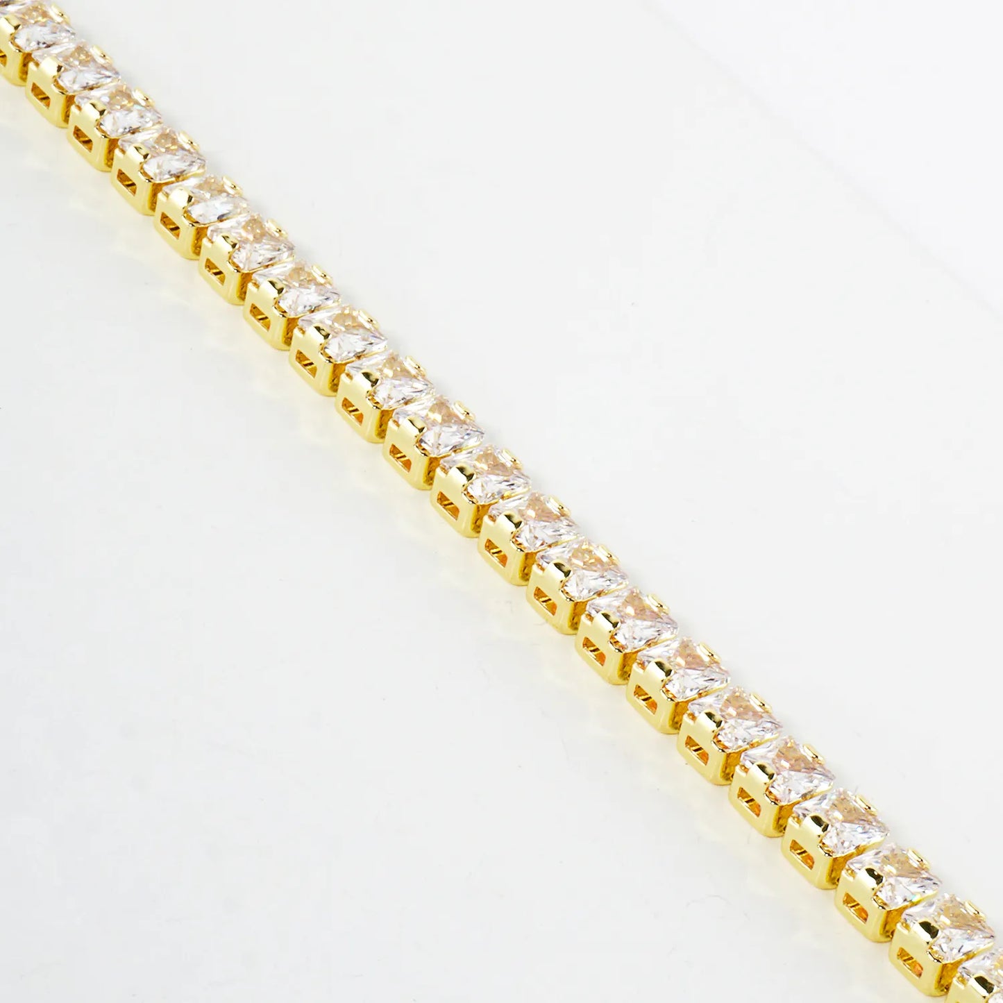 4mm Square Cubic-Zirconia 7-Inch Brass Tennis Bracelet