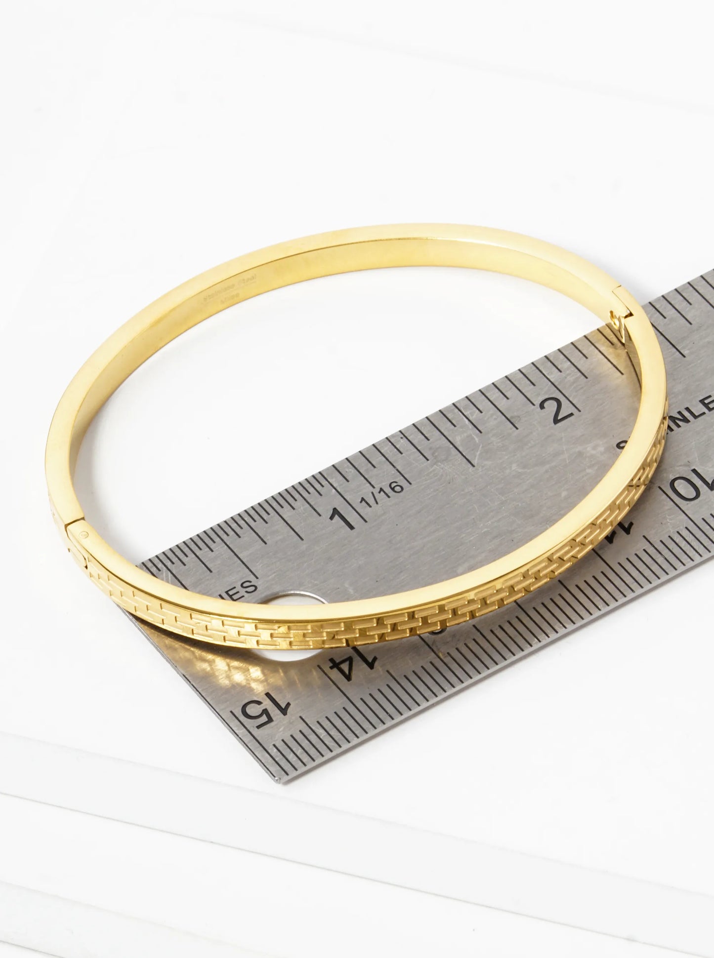 4mm Thick Textured Stainless Steel Open Bangle Bracelet