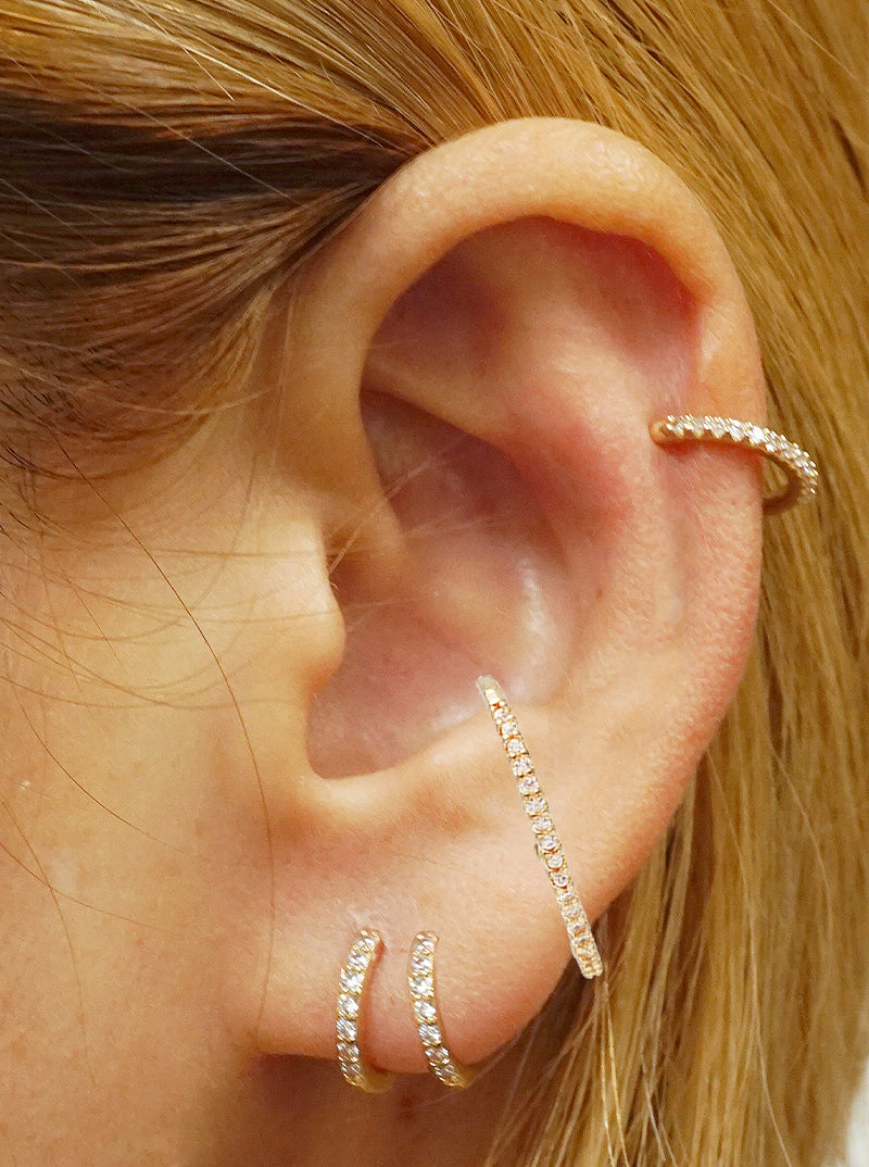 4pcs Assorted 18k Gold Dipped CZ Hoop Earrings With Ear Cuffs