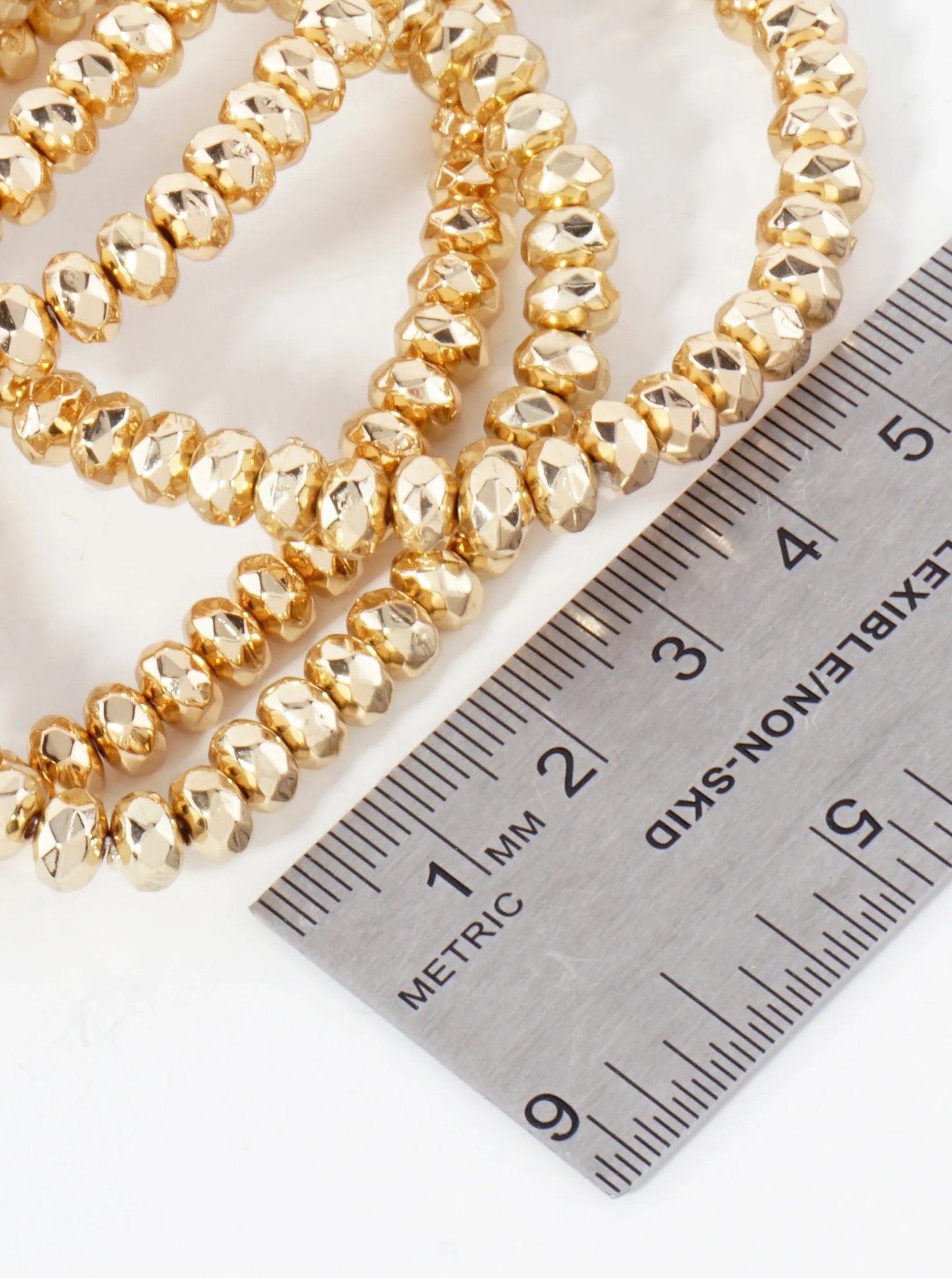 5-PC-Set 6mm Faceted Metallic-Beaded Stackable Stretch Bracelet