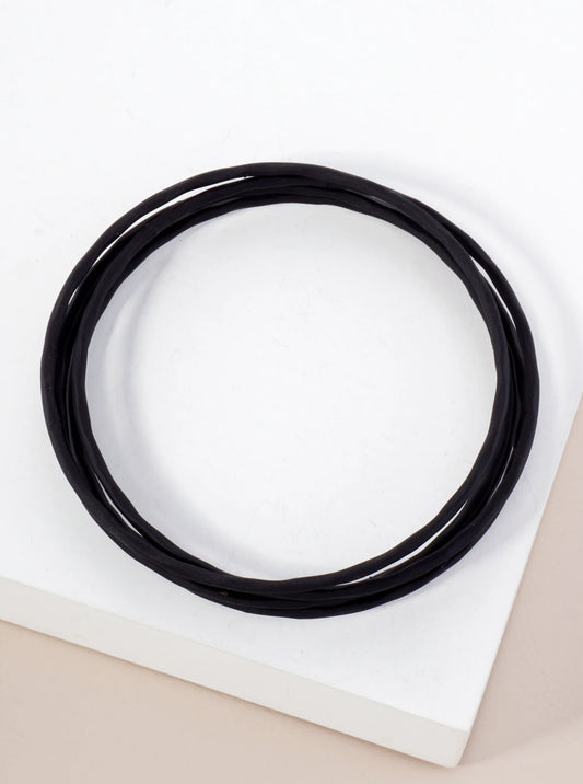 5-PC-Set Hammered-Texture Metal Enamel Bangle Bracelet