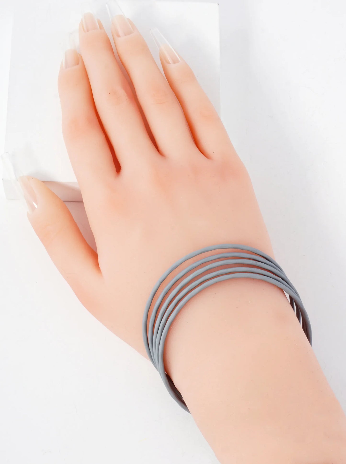 5-PC-Set Hammered-Texture Metal Enamel Bangle Bracelet