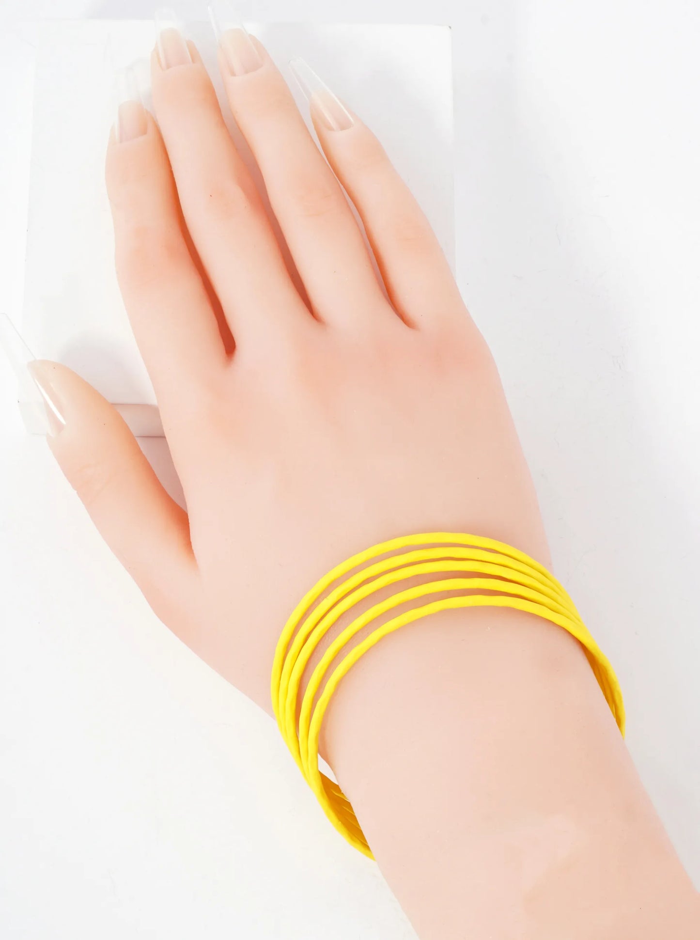 5-PC-Set Hammered-Texture Metal Enamel Bangle Bracelet