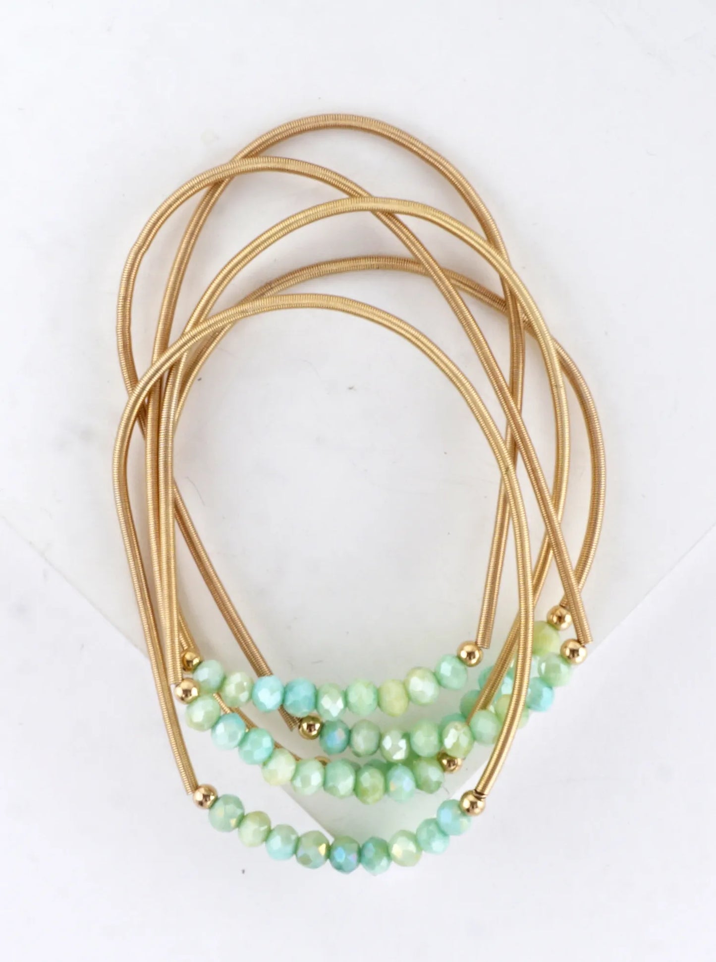 5-PC Set Spring Glass Spring Wire Bracelets
