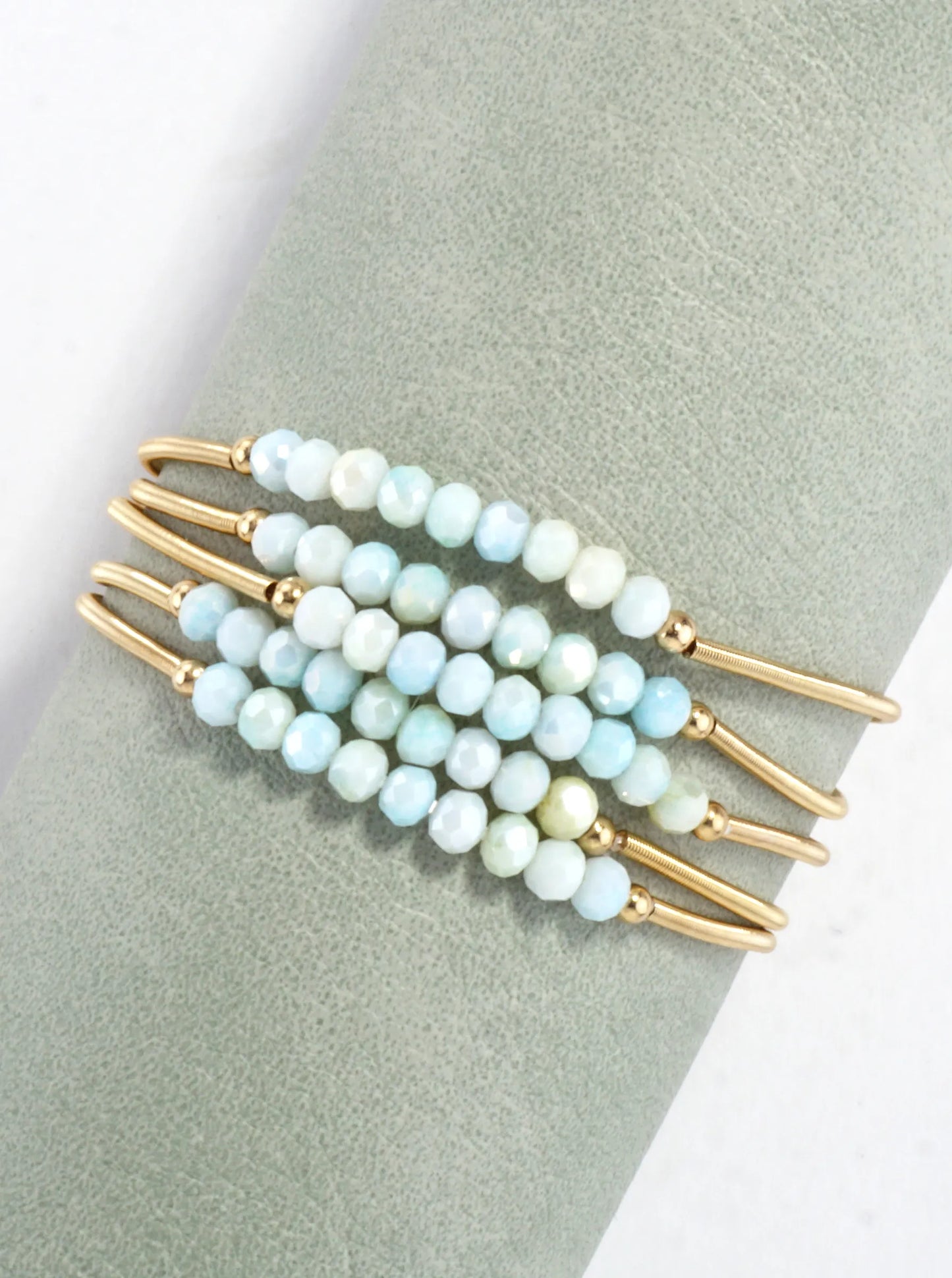 5-PC Set Spring Glass Spring Wire Bracelets