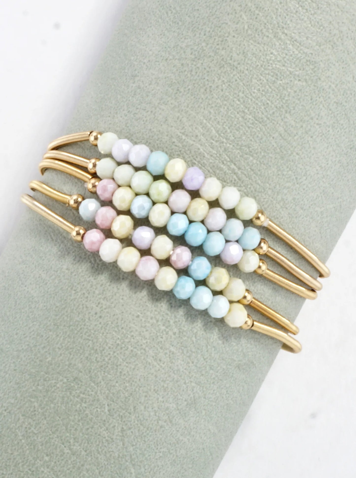 5-PC Set Spring Glass Spring Wire Bracelets