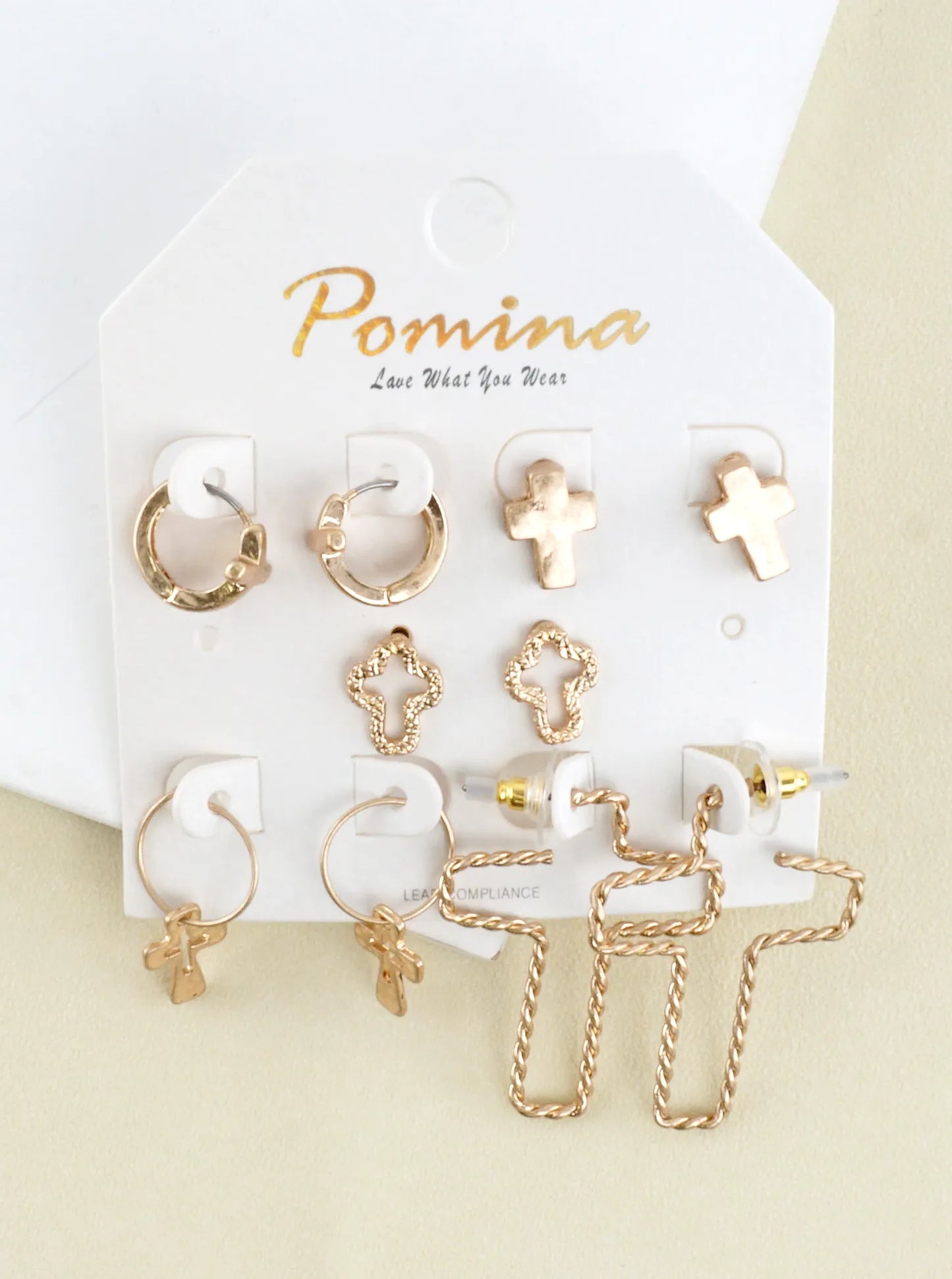 5 Pair Set Cross Earrings Assortment