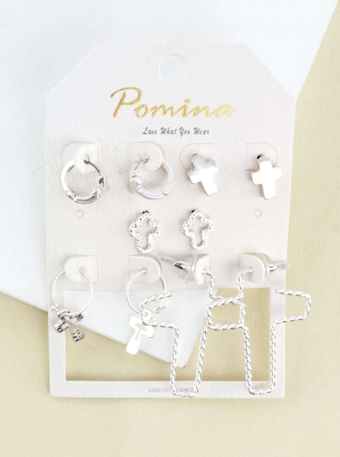 5 Pair Set Cross Earrings Assortment