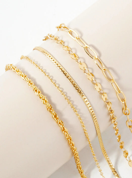 5-Piece Layered Stackable Chain Bracelet Set AB1515