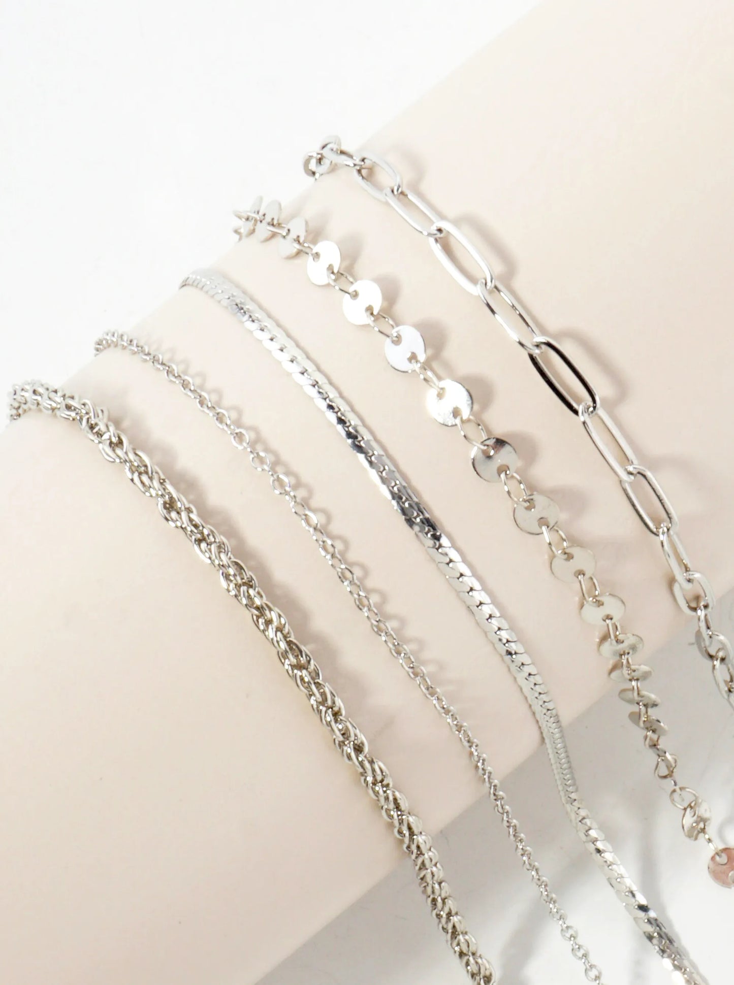 5-Piece Layered Stackable Chain Bracelet Set AB1515